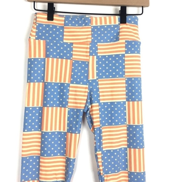 LULAROE Leggings Americana Flag Stars Stripes OS One Size Patriotic July 4th USA - Picture 3 of 9